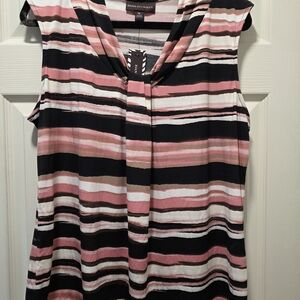 Dana Buchman Pink and Black Striped Women's Top